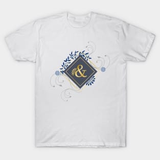 &, blue and gold initial monogram. T-Shirt